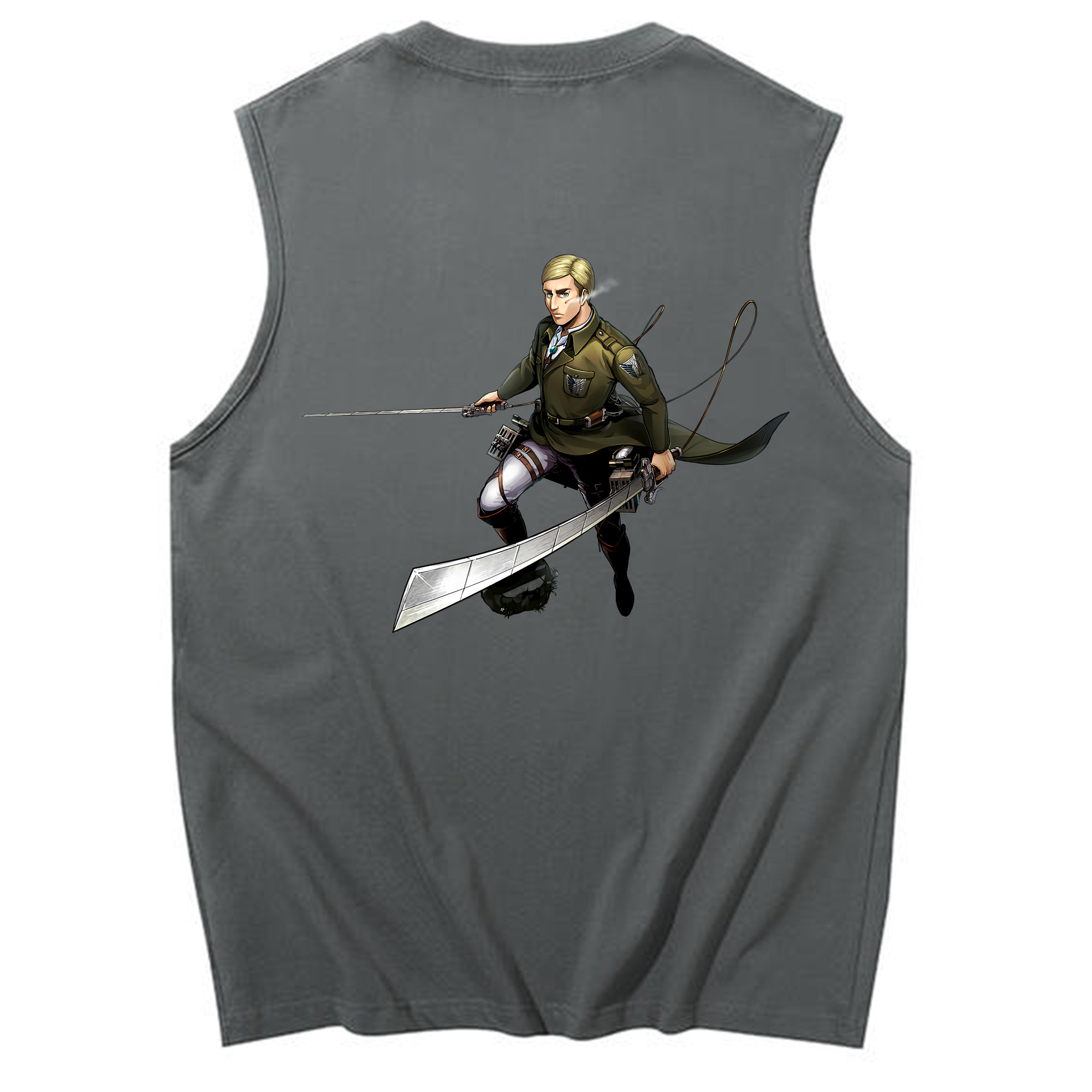 （画像用） 進撃の巨人 エルヴィン・スミス Attack on Titan Erwin Smith コットン100％タンクトップ（背面プリント）
